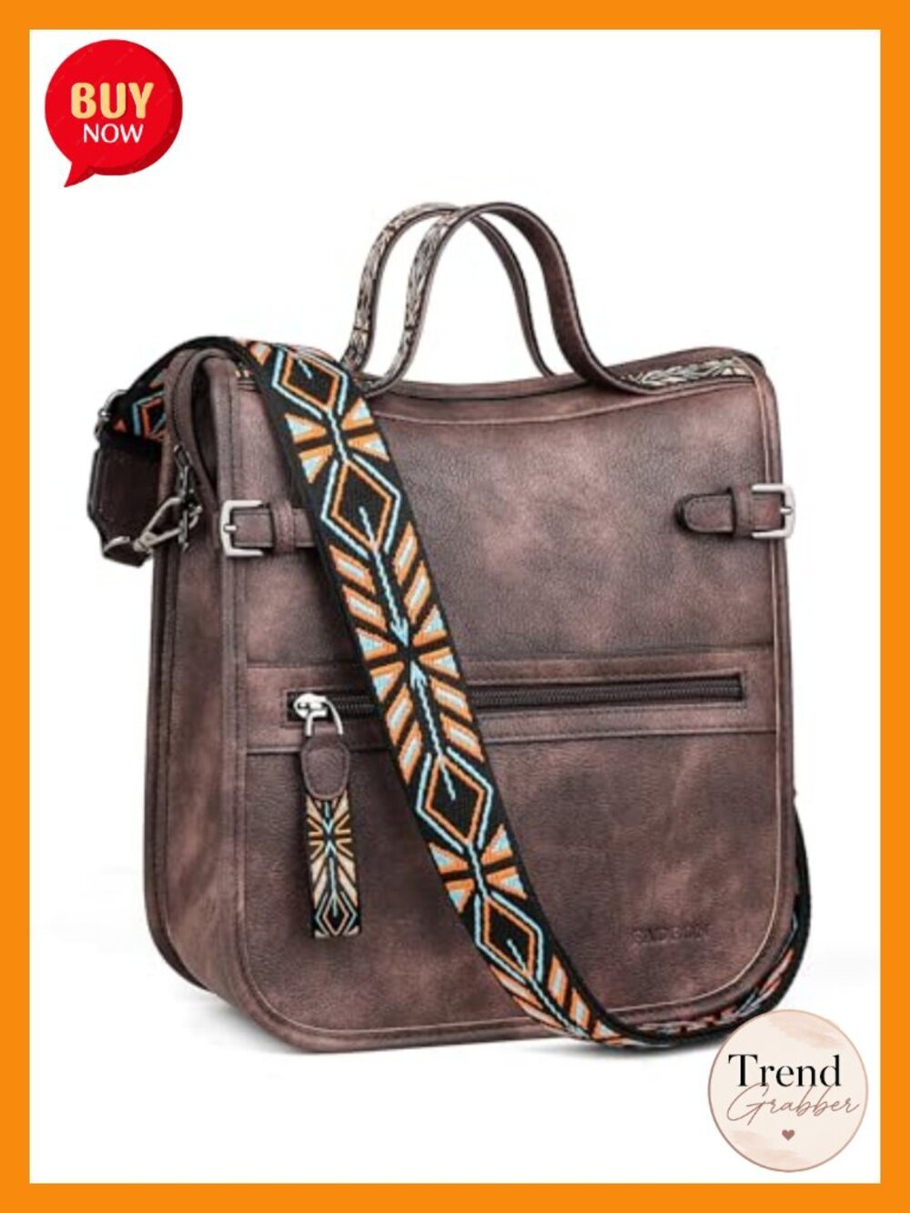 Vintage Floral Crossbody Bag with Wide Strap, 2-Way